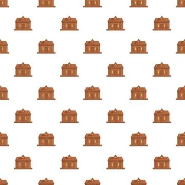 Log cabin house icon repeating pattern background Stock Illustration