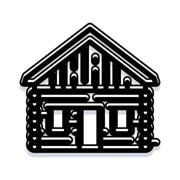 Log cabin house icon representing rustic architecture Stock Illustration