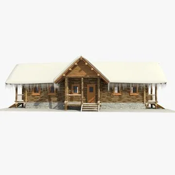 Log Cabin with Ice Unit 2 3D Model