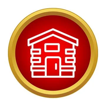 Log cabin icon representing a rustic home symbol Stock Illustration