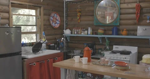 Log Cabin Inside Stock Footage 98763203