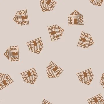 Log cabin redneck glyph vector seamless pattern Stock Illustration