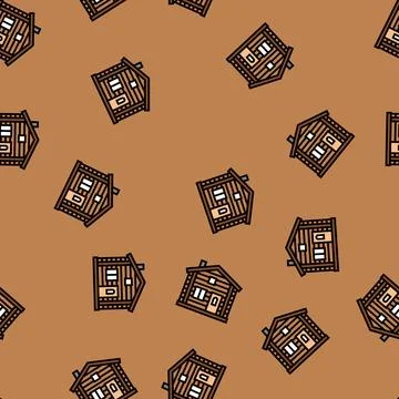 Log cabin redneck vector seamless pattern Stock Illustration