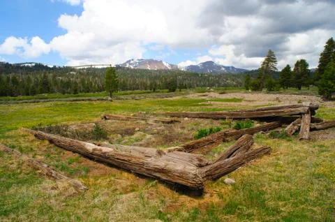 Log cabin remains Stock Photos