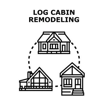 Log cabin remodeling ideas and design concepts Ilustración de archivo