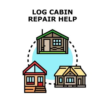 Log cabin repair help providing house service assistance Stock Illustration