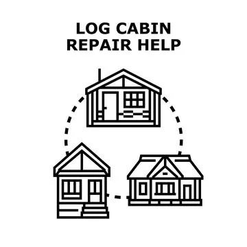 Log cabin repair help providing house service assistance Stock Illustration