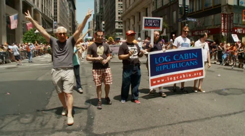 Log Cabin Republicans march in the 2012 NYC Pride PArade Stock Footage 34543098