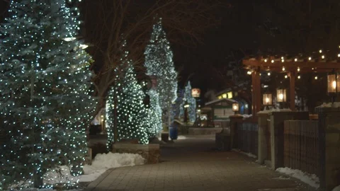Log Cabin restaurant Snow Covered in Winter Christmas Town. Stock Footage 120380282