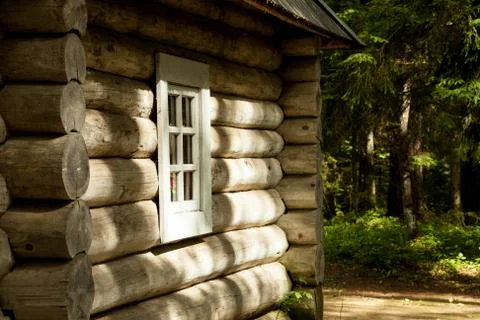 Log cabin in the Russian forest Stock Photos