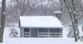 Log Cabin in Snow HD Footage