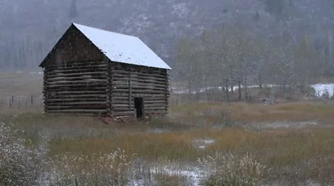 Log Cabin Snow Stock Footage 11351160