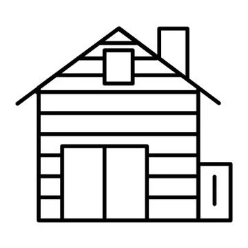 Log cabin thin line icon. Lining cottage vector illustration isolated on white Stock Illustration