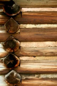 Log cabin wall background Stock Photos