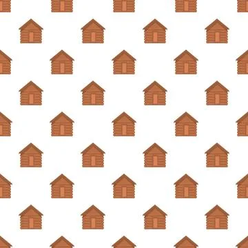 Log cabins creating rustic seamless pattern background 스톡 일러스트