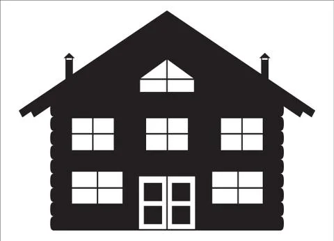 Log Chalet Silhouette Illustrazione stock