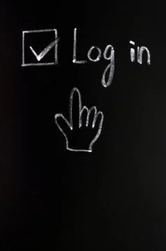 Log in check box with a cursor hand Stock Photos
