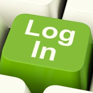 Log in computer key green showing access and entering 스톡 일러스트