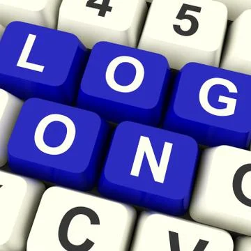 Log on computer keys showing access and entering Stock Illustration