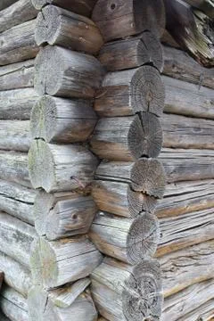 Log cut wall Stock Photos