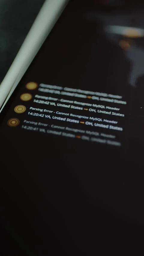 Log of cybersecurity alerts and system errors Stock Footage 328356391
