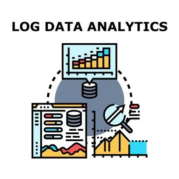 Log data analytics process for digital system insights Stock Illustration