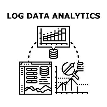 Log data analytics process for digital system insights Stock Illustration