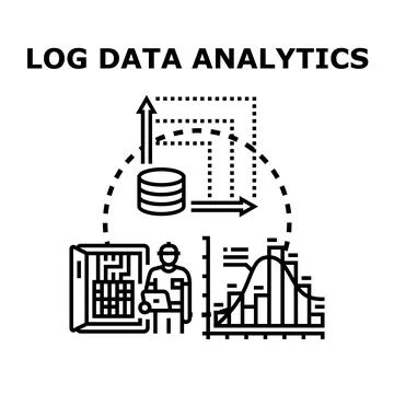 Log data analytics process managing system information Stock Illustration