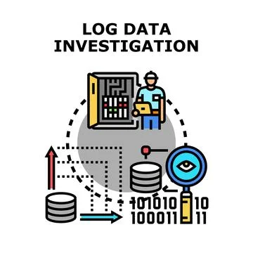 Log data investigation process and analysis Illustrazione stock