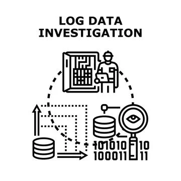 Log data investigation process and analysis Illustrazione stock