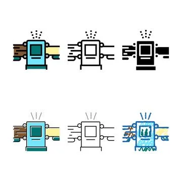Log debarking machine mix color icon vector Stock Illustration