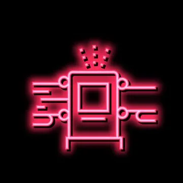 Log debarking machine neon glow icon illustration Stock Illustration