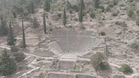 A-Log. Delphi, Greece. Ruins of the ancient city of Delphi. Sunny weather, Stock Footage 248122421