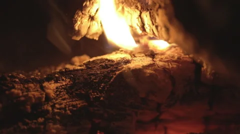 Log drowning in the fireplace Video stock 55689997