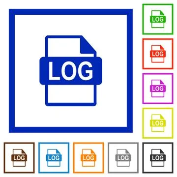 LOG file format framed flat icons Illustrazione stock