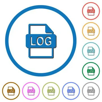 LOG file format icons with shadows and outlines Illustrazione stock