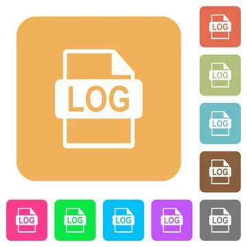 LOG file format rounded square flat icons Illustrazione stock