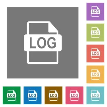 LOG file format square flat icons Illustrazione stock