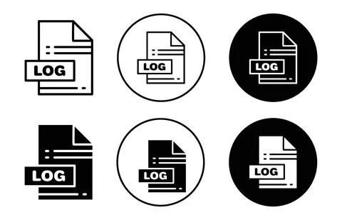 Log file icon collection of outline thin line symbol or sign Stock Illustration