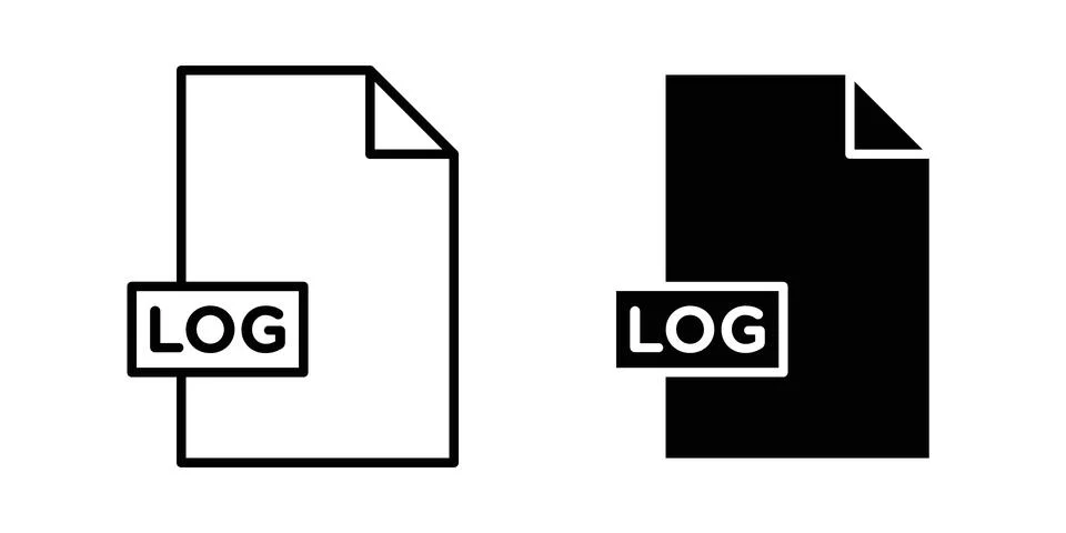 Log file icon solid, line, and editable vector set. Stock Illustration