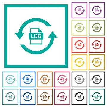 Log file rotation flat color icons with quadrant frames Stockillustratie