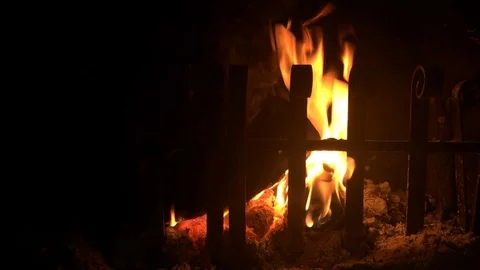 Log fire backdrops Video stock 89873174