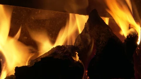Log Fire Close-up Stock Footage 124205822