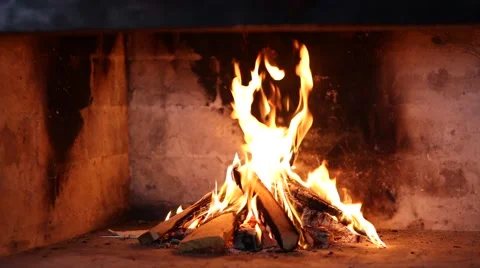 Log Fire in Fireplace 스톡 동영상 56703873