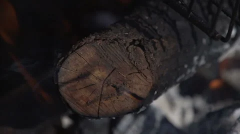 A log fire is lit in Stock Footage 57906744