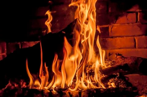 Log in fire Stock Photos