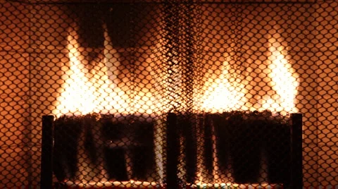 Log fire place Stock Footage 1009418