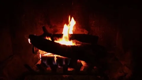 Log Fireplace Stock Footage 328626697