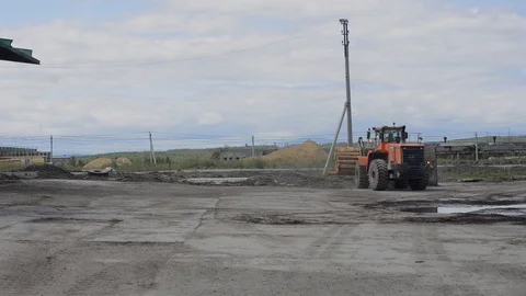 A log grab loader moving with a bunch of logs Video stock 88528898