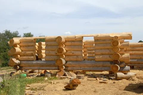 Log Home Construction Foto stock